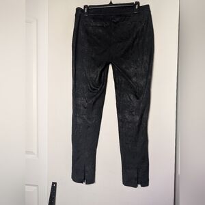 Eileen Fisher Jacquard Pants Back Hem Splits Black Sz 8 Office Church